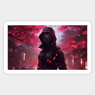 Sakura Female Cyberpunk Assassin Cherry Blossoms Sticker